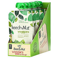 Детское пюре Beech-Nut, Veggies, 6+ Months, Zucchini, Spinach & Banana, 12 Pouches, 3.5 oz (99 g) Each