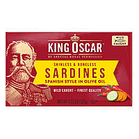 Сардини King Oscar, Skinless & Boneless Sardines, Spanish Style Chili Pepper & Olive Oil, 4.23 oz (120 g), оригінал. Доставка від