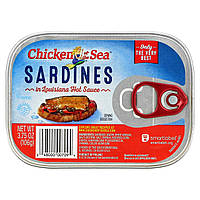Сардини Chicken of the Sea, Sardines, In Louisiana Hot Sauce, 3.75 oz (106 g), оригінал. Доставка від 14 днів