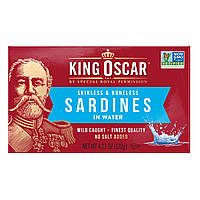 Сардини King Oscar, Skinless & Boneless Sardines in Water, 4.23 oz (120 g), оригінал. Доставка від 14 днів