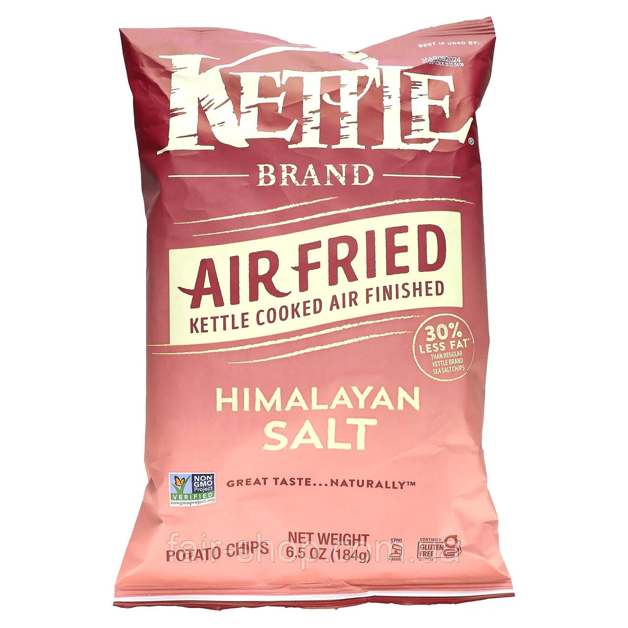 Чіпси Kettle Foods, Air Fried Potato Chips, Himalayan Salt, 6.5 oz (184 g), оригінал. Доставка з США/ЄС протягом 14 днів, фото 1