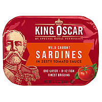 Сардины King Oscar, Wild Caught Sardines, In Zesty Tomato Sauce, 3.75 oz (106 g) Доставка від 14 днів -