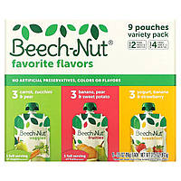 Детское пюре Beech-Nut, Favorite Flavors Variety Pack, 6+ Months & 12+ Months, 9 Pouches, 3.5 oz (99 g) Each