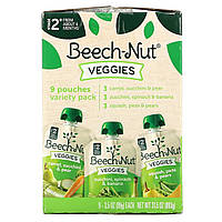 Детское пюре Beech-Nut, Veggies, 6+ Months, Variety Pack, 9 Pouches, 3.5 oz (99 g) Each Доставка від 14 днів -