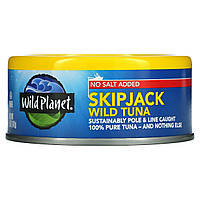 Тунец Wild Planet, Skipjack Wild Tuna, No Salt Added, 5 oz (142 g) Доставка від 14 днів - Оригинал