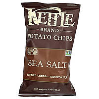 Чіпси Kettle Foods, Potato Chips, Sea Salt, 5 oz (141 g), оригінал. Доставка від 14 днів