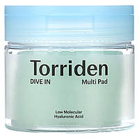 Тоник Torriden, Dive In, Low Molecular Hyaluronic Acid Multi Pad, 80 Sheets, 5.41 fl oz (160 ml) Доставка від