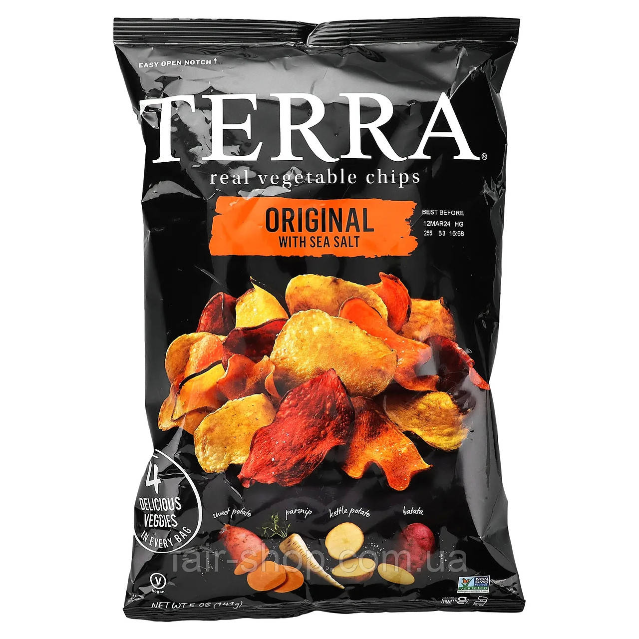 Чіпси Terra, Real Vegetable Chips, Original With Sea Salt, 5 oz (141 g), оригінал. Доставка з США/ЄС протягом 14 днів, фото 1