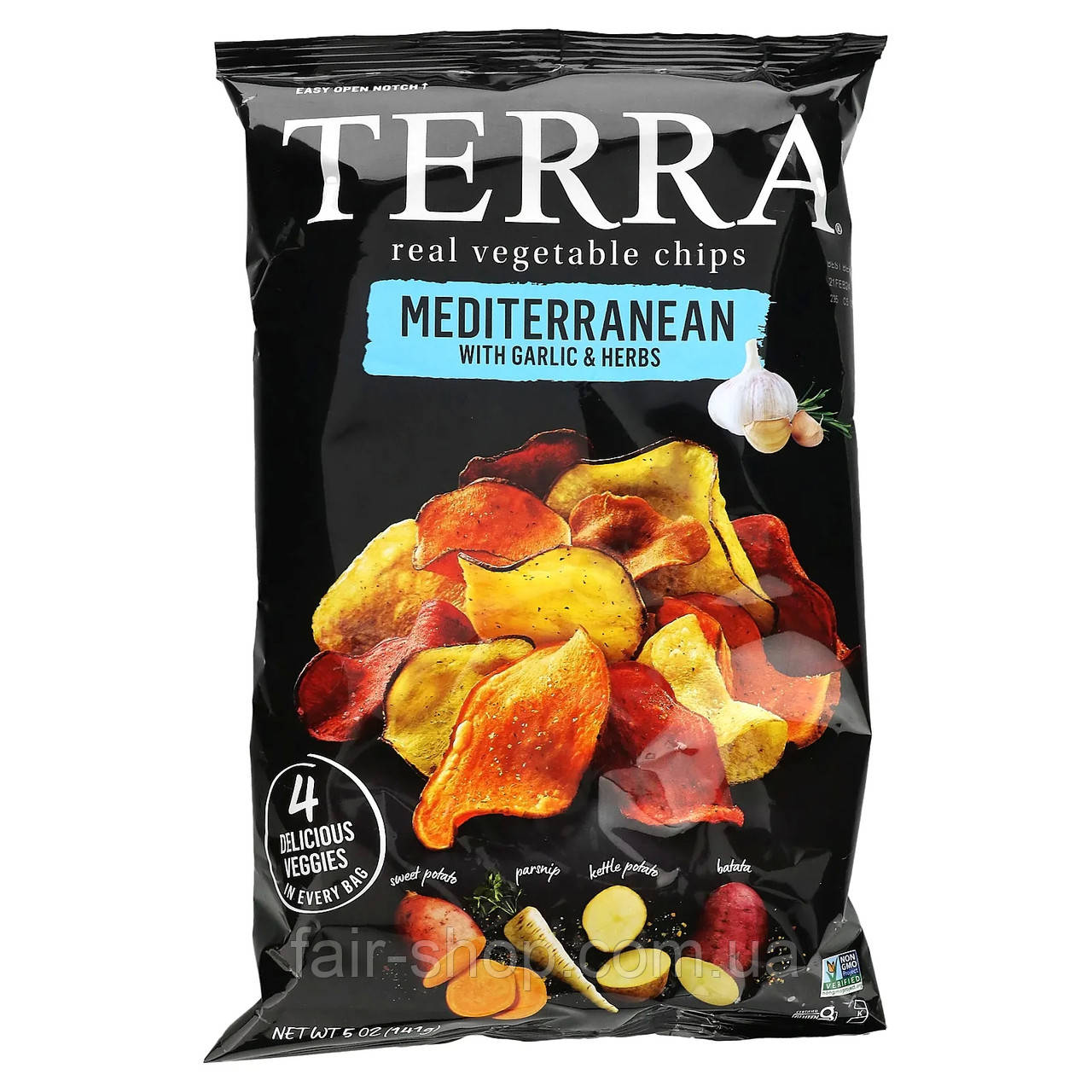 Чіпси Terra, Real Vegetable Chips, Mediterranean With Garlic & Herbs, 5 oz (141 g), оригінал. Доставка з США/ЄС протягом 14 днів, фото 1