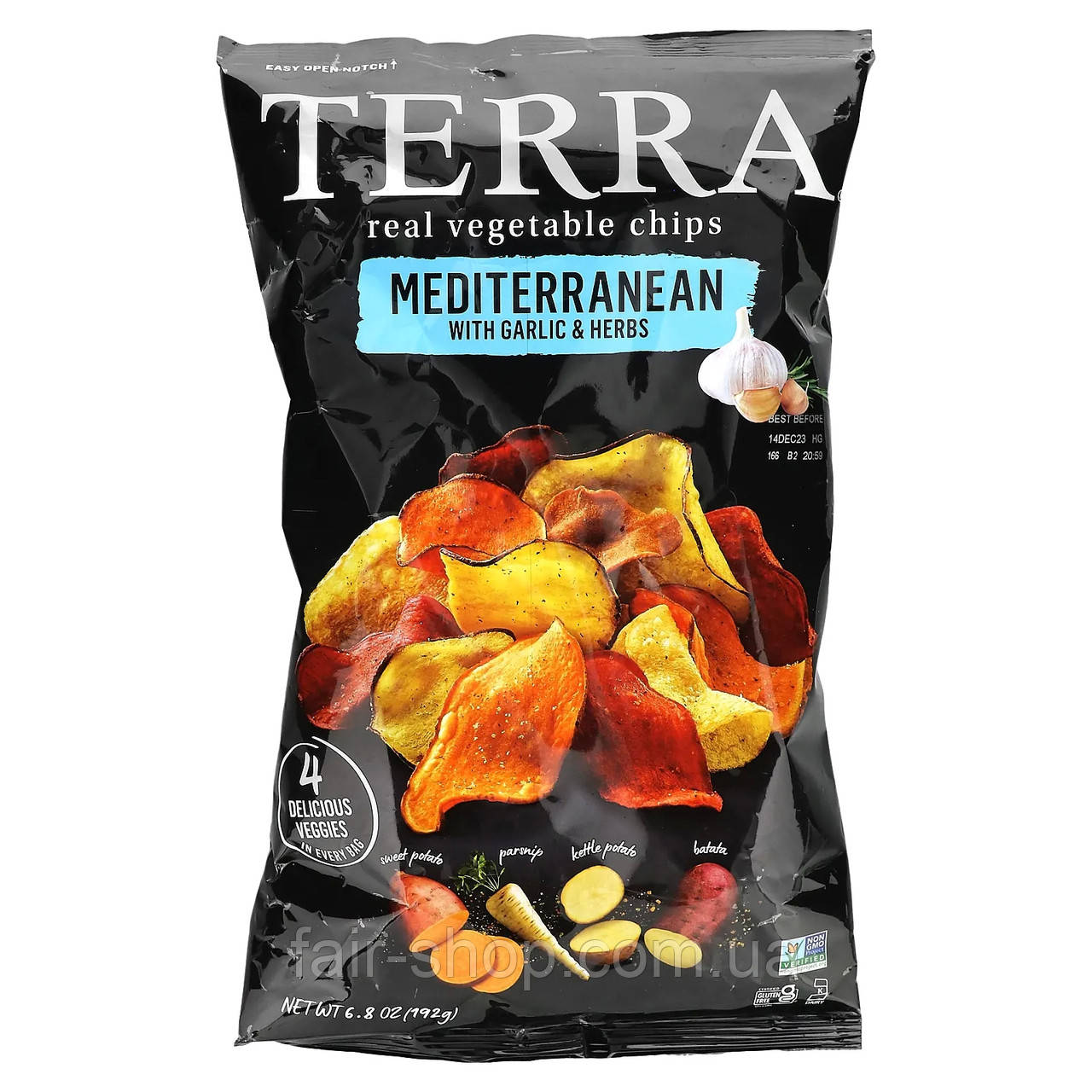 Чіпси Terra, Real Vegetable Chips, Mediterranean With Garlic & Herbs, 6.8 oz (192 g), оригінал. Доставка з США/ЄС протягом 14 днів, фото 1
