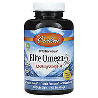 Рыбий жир Омега-3 Carlson, Wild Norwegian, Elite Omega-3 Gems, Natural Lemon, 800 mg, 90 Soft Gels Доставка