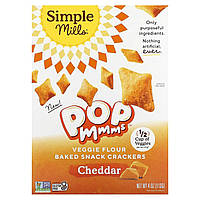 Крекеры Simple Mills, Pop Mmms, Veggie Flour Baked Snack Crackers, Cheddar, 4 oz (113 g) Доставка від 14 днів