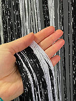 Тюль Нитка з люверсом, висота 3м, колір - чорно-біла., фото 3