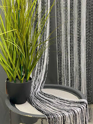 Тюль Нитка з люверсом, висота 3м, колір - чорно-біла., фото 1