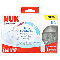 NUK, Smooth Flow, Anti-Colic Bottle, 0+ Months, 3 Bottles, 5 oz (150 ml) Each Доставка від 14 днів - Оригинал