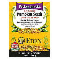 Семена тыквы Eden Foods, Pocket Snacks, Organic Pumpkin Seeds, Dry Roasted, 12 Packages, 1 oz (28.3 g) Each