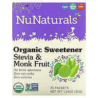 Мед NuNaturals, Organic Sweetener, Stevia and Monk Fruit, 35 Packets Доставка від 14 днів - Оригинал