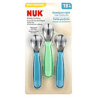 NUK, Kiddy Cutlery Spoon Set, 18+ Months, 3 Pack Доставка від 14 днів - Оригинал