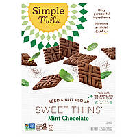 Печенье Simple Mills, Seed & Nut Flour Sweet Thins, Mint Chocolate, 4.25 oz (120 g) Доставка від 14 днів -