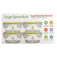 Sage Spoonfuls, Tough Glass Bowls, 4 Pack, 7 oz (210 ml) Each Доставка від 14 днів - Оригинал