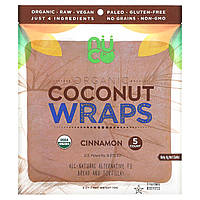 Хлеб и лепешки NUCO, Organic Coconut Wraps, Cinnamon, 5 Wraps (14 g) Each Доставка від 14 днів - Оригинал