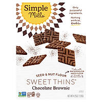 Печенье Simple Mills, Sweet Thins, Seed & Nut Flower, Chocolate Brownie, 4.25 oz (120 g) Доставка від 14 днів