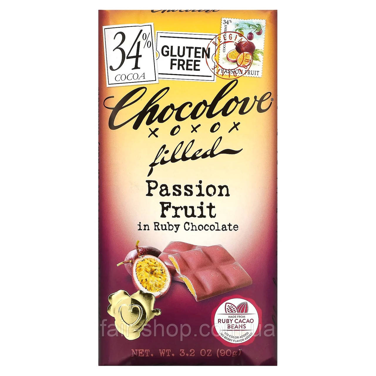 Chocolove Filled Passion Fruit in Ruby Chocolate Bar 34 Cocoa 3.2 oz 90 g 14