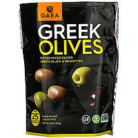 Оливки Gaea, Greek Olives, Pitted Mixed Olives, Green, Black & Brunettes, 5.3 oz (150 g) Доставка від 14 днів