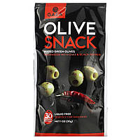 Оливки Gaea, Olive Snack, Pitted Green Olives Marinated With Chili & Black Pepper, 1 oz (30 g) Доставка від 14