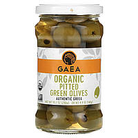 Оливки Gaea, Organic Pitted Green Olives, 10.2 oz (290 g) Доставка від 14 днів - Оригинал