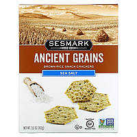 Крекери Sesmark, Ancient Grains, Brown Rice Snack Crackers, Sea Salt, 3.5 oz (100 g), оригінал. Доставка від 14 днів