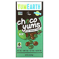 Шоколад YumEarth, Choco Yums, Dark Chocolate Candies, Mint, 2.5 oz (70.9 g) Доставка від 14 днів - Оригинал