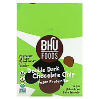 Протеиновые батончики BHU Foods, Vegan Protein Bar, Double Dark Chocolate Chip, 12 Bars, 1.6 oz (45 g) Each