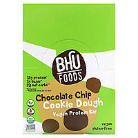 Протеиновые батончики BHU Foods, веганский белковый луч, печенье с шоколадными крошками, 12 бар 45 г (1,6