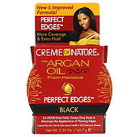 Гель для укладки волос Creme Of Nature, Argan Oil From Morocco, Perfect Edges, Colored Hair Gel, Black, 2.25