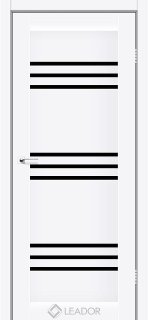 Двері Леадор/ Leador Sovana - Білий матовий (з чорним склом)