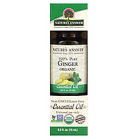 Эфирное масло Nature's Answer, 100% Pure Essential Oil, Ginger, 0.5 fl oz (15 ml) Доставка від 14 днів -