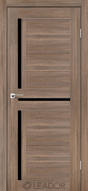 Двері міжкімнатні Леадор/ Leador Lazio - Сіре дерево (з чорним склом), фото 1