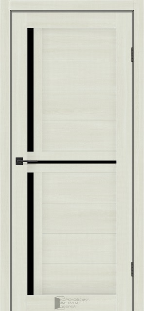 Двері міжкімнатні КФД/ KFD Laguna Шимо ваніль (з чорним склом)