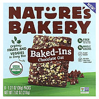 Батончики для перекуса Nature's Bakery, Baked-In, Chocolate Oat, 6 Packs, 1.27 oz (36 g) Each Доставка від 14