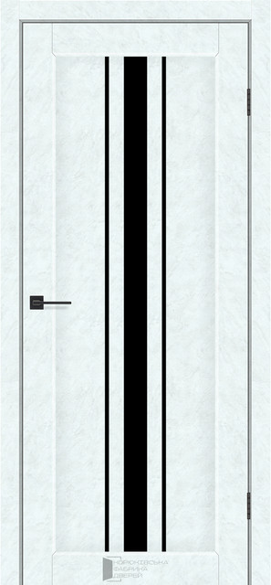 Двері міжкімнатні КФД/ KFD Lacrima Бетон білий ПВХ (з чорним склом), фото 1