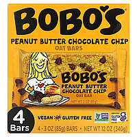 Батончики для перекуса Bobo's Oat Bars, Peanut Butter Chocolate Chip Oat Bars, 4 Bars, 3 oz (85 g) Each