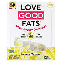 Батончики для перекуса Love Good Fats, Bars, Lemon Mousse, 12 Bars, 1.38 oz (39 g) Each Доставка від 14 днів -