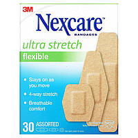 Пластырь Nexcare, Ultra Stretch Flexible Bandages, 30 Assorted Sizes Доставка від 14 днів - Оригинал