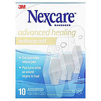 Пластырь Nexcare, Advanced Healing Waterproof Bandages, 10 Assorted Sizes Доставка від 14 днів - Оригинал