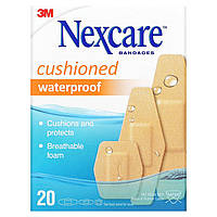 Пластырь Nexcare, Cushioned Waterproof Bandages, 20 Assorted Sizes Доставка від 14 днів - Оригинал