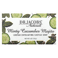 Кастильское мыло Dr. Jacobs Naturals, Loofah Exfoliating Castile Bar Soap, Minty Cucumber Mojito, 5 oz (142 g)