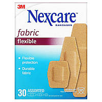 Пластырь Nexcare, Flexible Fabric Bandages, 30 Assorted Sizes Доставка від 14 днів - Оригинал