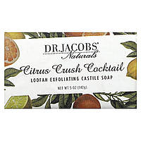 Кастильское мыло Dr. Jacobs Naturals, Loofah Exfoliating Castile Bar Soap, Citrus Crush Cocktail, 5 oz (142 g)