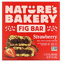 Батончики для перекуса Nature's Bakery, Fig Bar, Strawberry, 6 Twin Packs, 2 oz (57 g) Each Доставка від 14